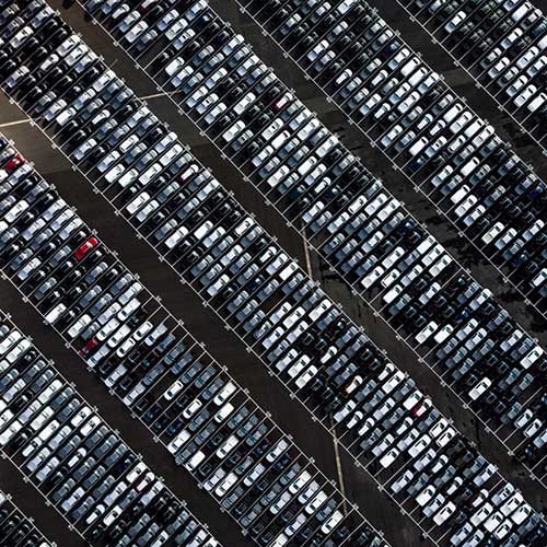 Top view of car parking area