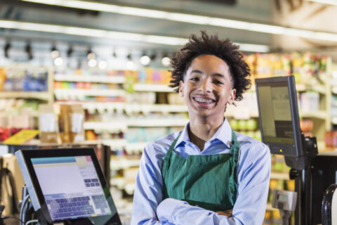 Cashier working holiday job.