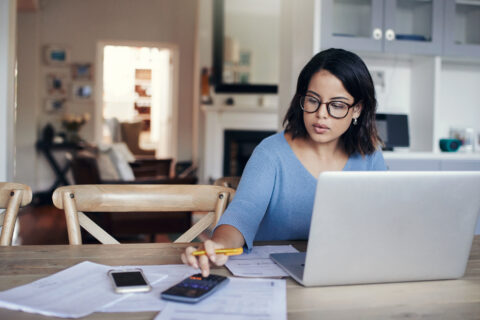 A woman budgeting.