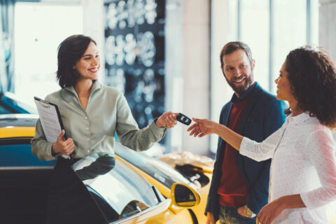 Woman buying a car.